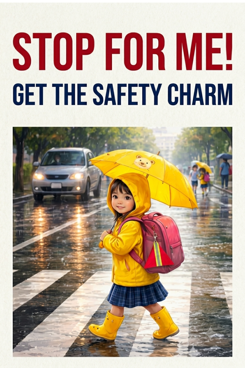 Student Safety Charm – High Visibility Triangle Backpack Safety Tool。学生安全挂件 —— 高可视度三角形背包安全工具